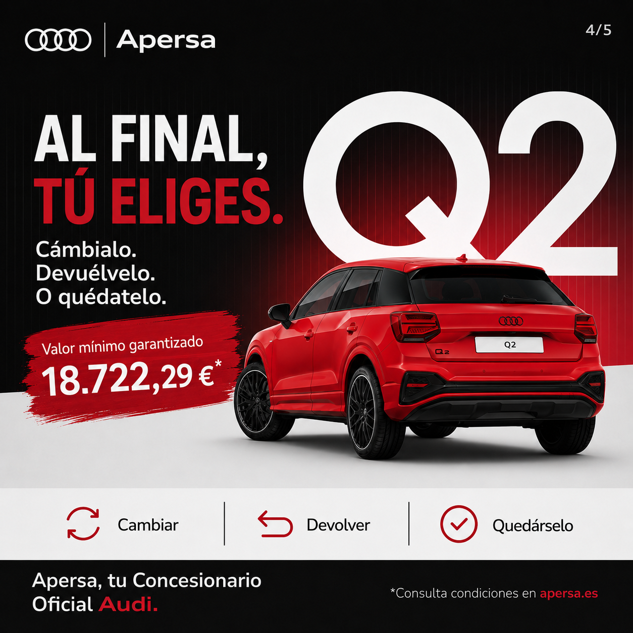 Audi Q2 Advanced — Exterior frontal Blanco Arkona