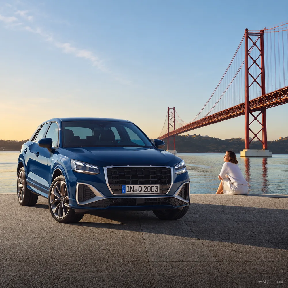 Audi Q2 Advanced azul — vista frontal